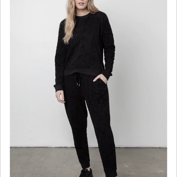 Rails | Tops | Rails Marlo Flocked Black Velvet Animal Print Side Zipper Pullover Sweatshirt 